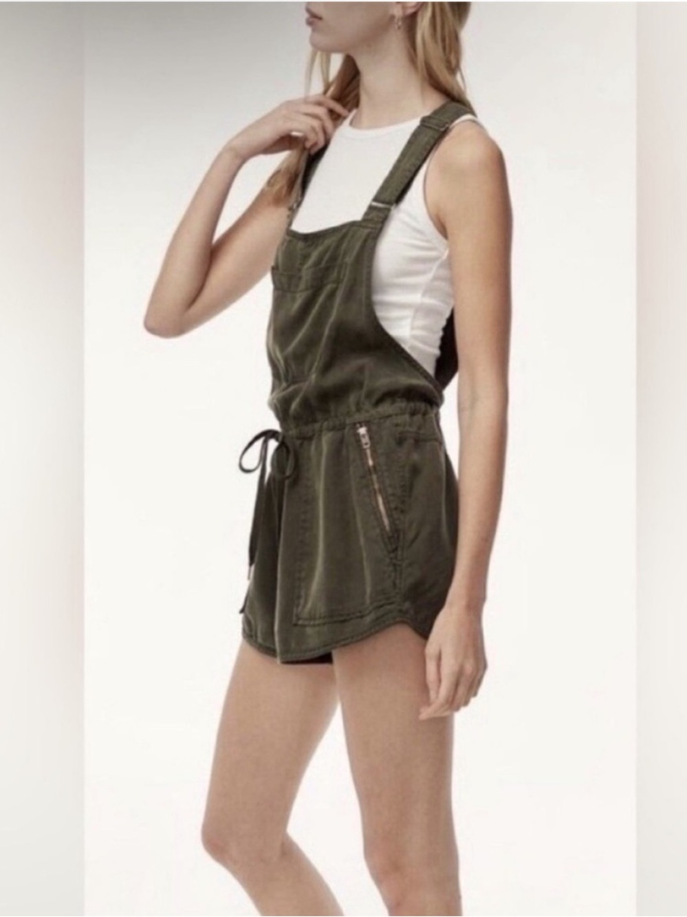Aritzia Wilfred Free Army Green Beatriz Romper